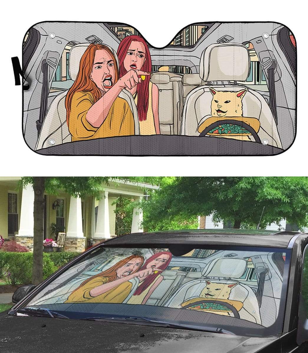 gearhumans 3D Yelling At A Cat Custom Car Auto Sunshade GC13071 Auto Sunshade