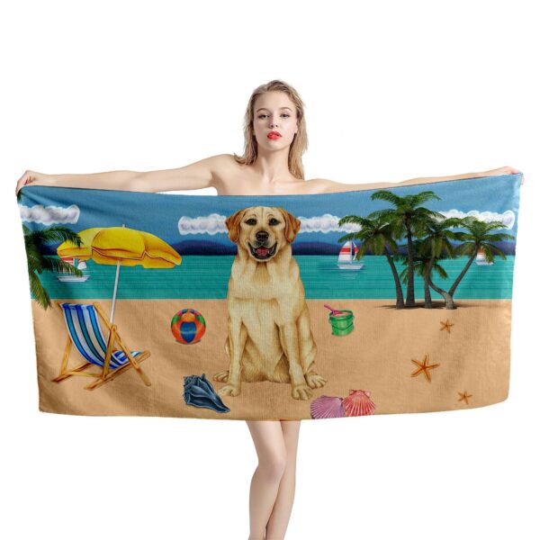 Gearhumans 3D Yellow Labrador Retriever Dog Custom Beach Towel GW120524 Towel