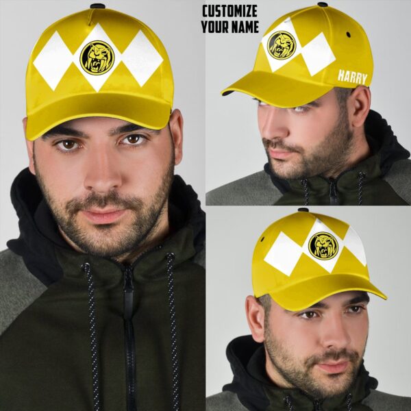 Gearhumans 3D Yellow Mighty Morphin Power Rangers Custom Name Cap GW020414 Cap