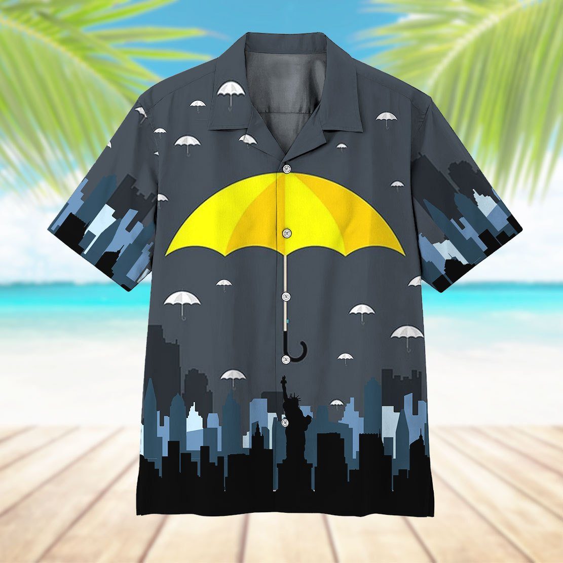 Gearhumans 3D Yellow Umbrella Hawaii Shirt ZK0605214 Hawai Shirt