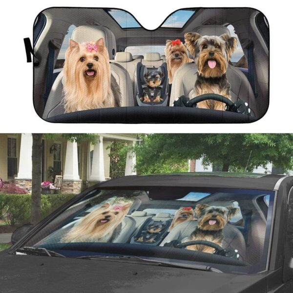 gearhumans 3D Yorkshire Terrier Custom Car Auto Sunshade GS1704 Auto Sunshade 