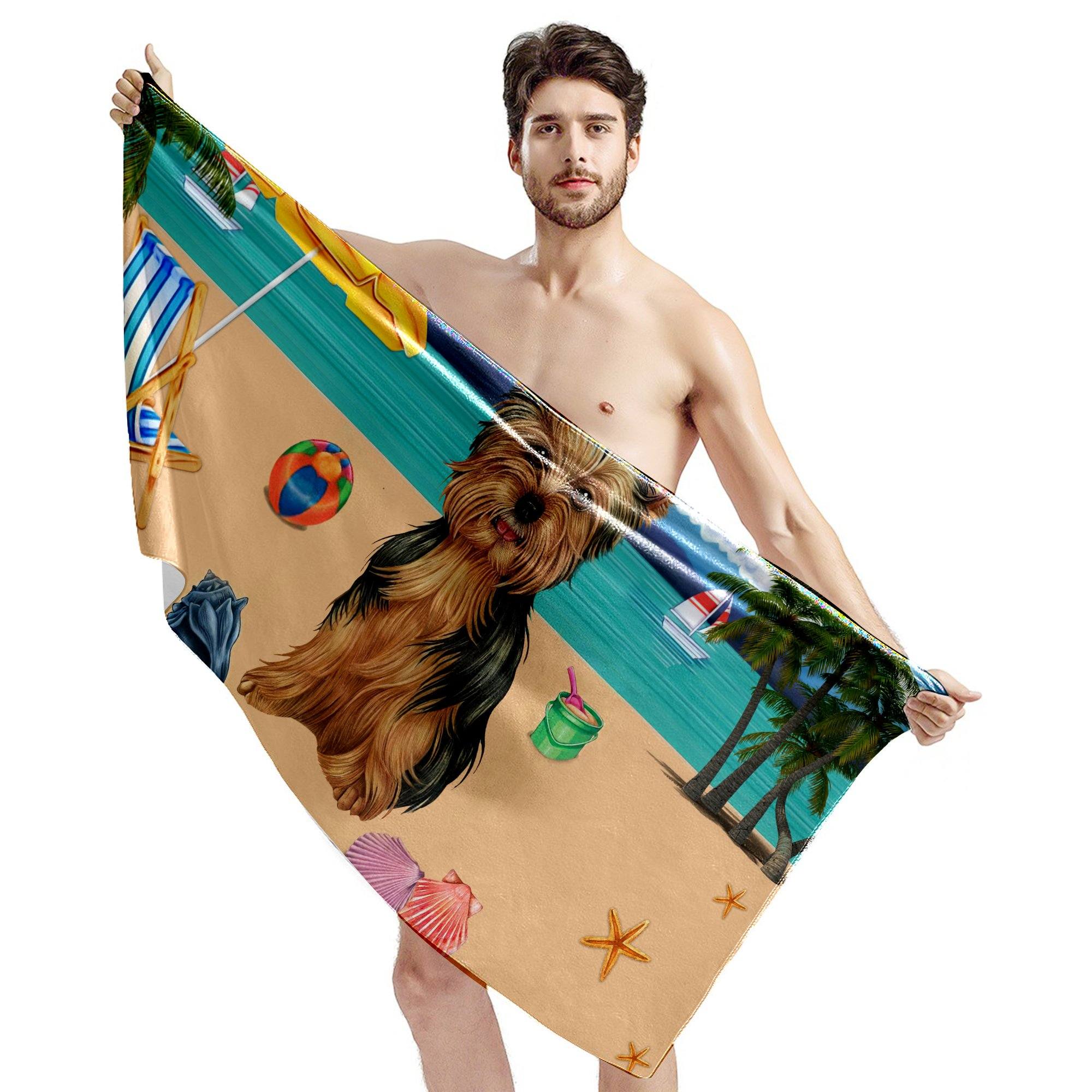 Gearhumans 3D Yorkshire Terrier Dog Custom Beach Towel GW120525 Towel