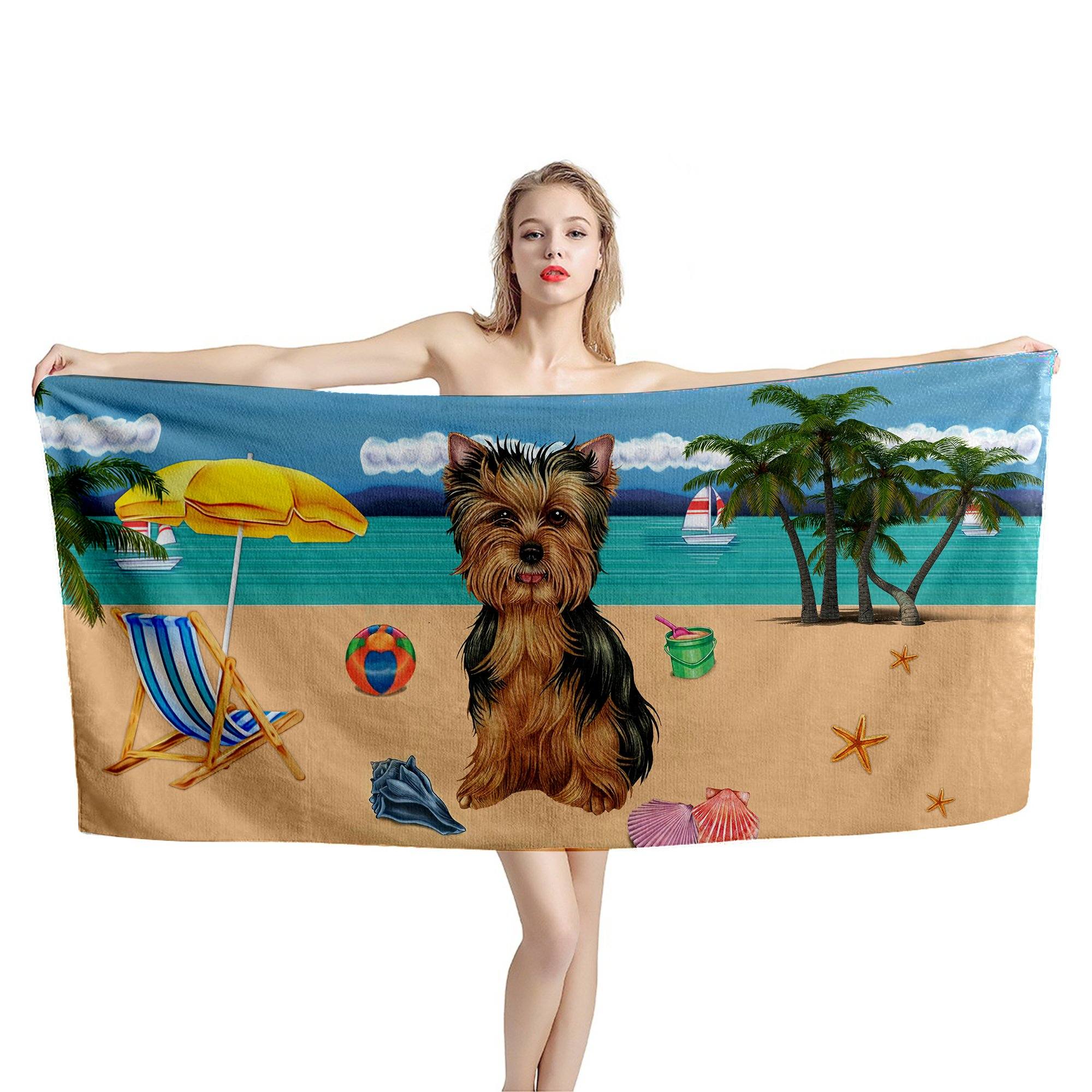 Gearhumans 3D Yorkshire Terrier Dog Custom Beach Towel GW120525 Towel