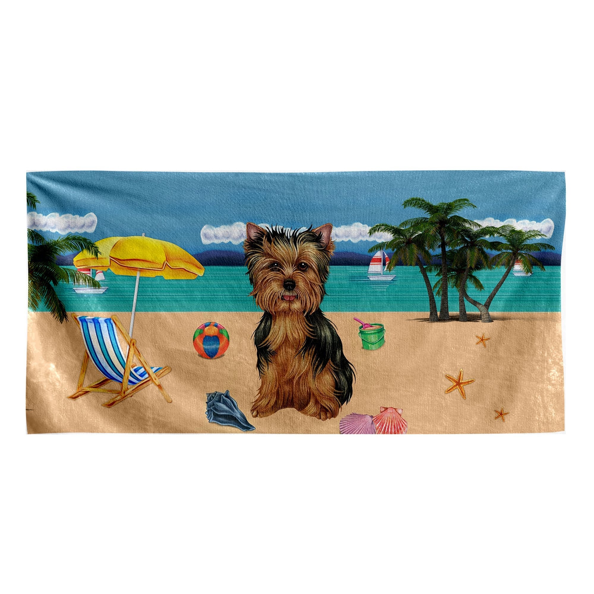 Gearhumans 3D Yorkshire Terrier Dog Custom Beach Towel GW120525 Towel Towel 60''x30''