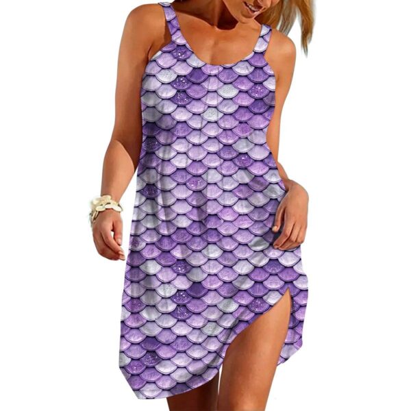 Gearhumans 3D You Are Mermazing With Violet Tail Custom Sleeveless Beach Dress GO21062113 Beach Dress Beach Dress S 