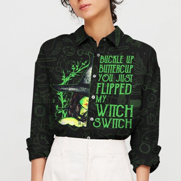 Gearhumans 3D You Just Flipped My Witch Switch Linen Shirt Women GV02101 Linen Shirt