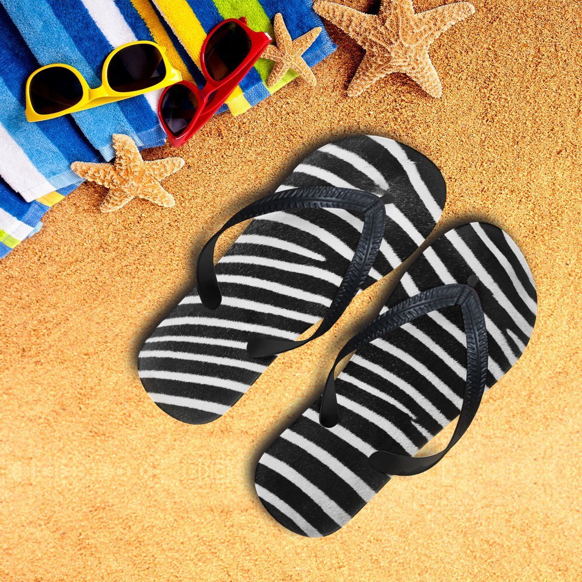 Gearhumans 3D Zebra Flip Flop ZK26052110 Flipflop Women 35EU