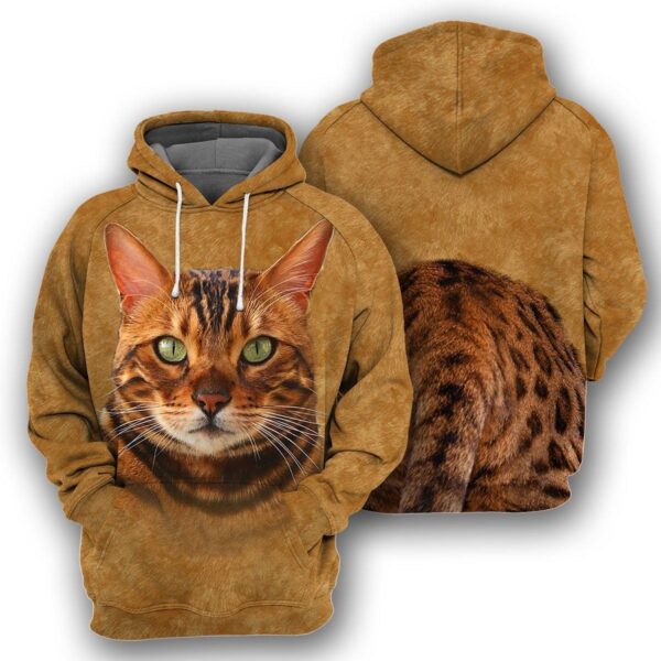 Gearhumans Bengal Cat - 3D All Over Printed Shirt ZG-HD23092001 3D Apparel HOODIE S 