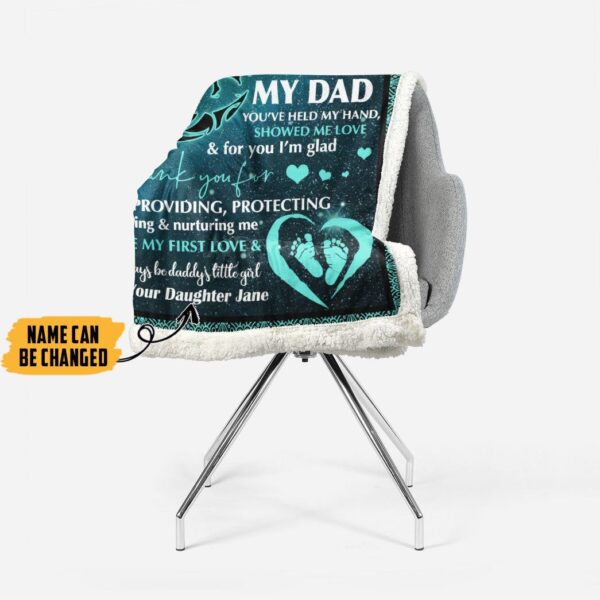 Gearhumans [Best Gift For Father's Day] 3D Dear Daddy Form Daughter Happy Fathers Day Custom Name Blanket GS140435 Blanket