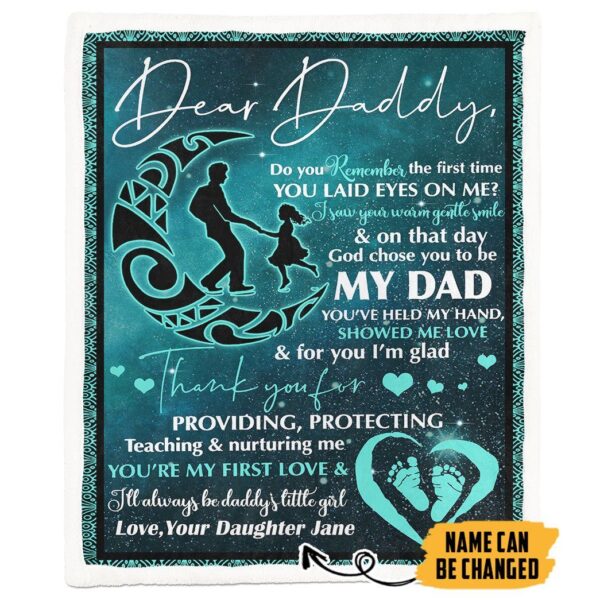 Gearhumans [Best Gift For Father's Day] 3D Dear Daddy Form Daughter Happy Fathers Day Custom Name Blanket GS140435 Blanket Blanket M(51''x59'') 