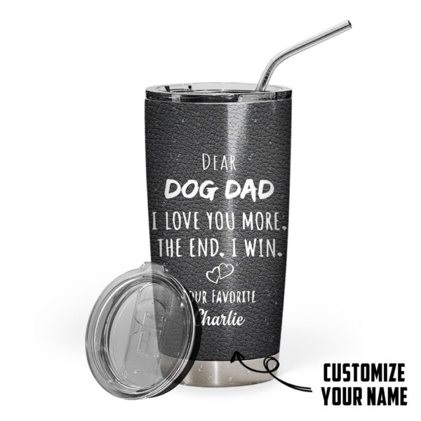 Gearhumans [Best Gift For Father's Day] 3D Dear Dog Dad Fathers Day Gift Custom Name Tumbler Golden Retriever Dog GS2004218 Tumbler Long 20oz