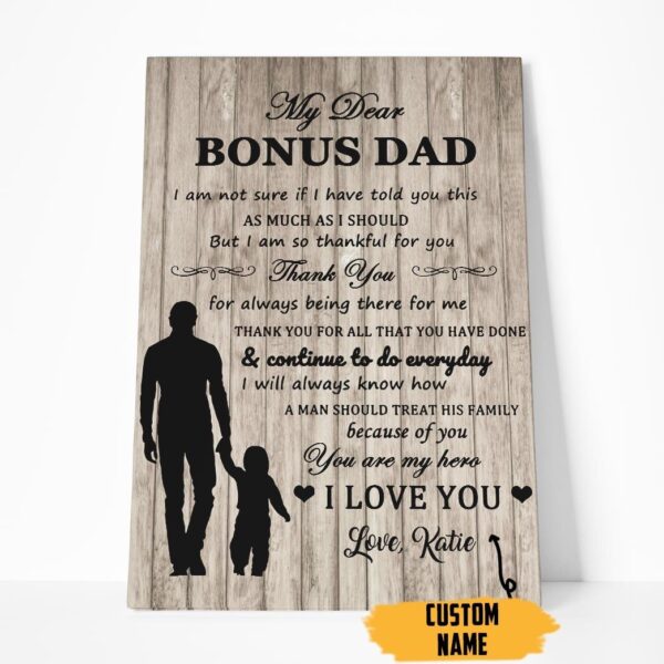 Gearhumans [Best Gift For Father's Day] 3D Happy Fathers Day Gift My Dear Bonus Dad Custom Name Canvas GO080411 Blanket Blanket M(51''x59'')