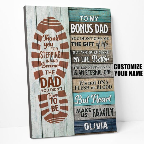 Gearhumans [Best Gift For Father's Day] 3D Happy Fathers Day Gift To Bonus Dad Custom Name Canvas GS120427 Canvas
