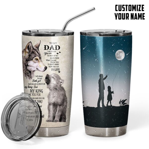 Gearhumans [Best Gift For Father's Day] 3D Happy Fathers Day Gift To My Dad Custom Name Tumbler GO150429 Tumbler Long 20oz