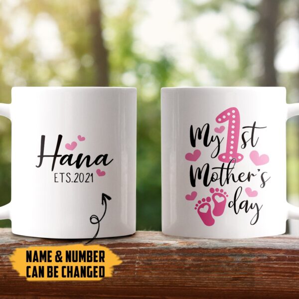 Gearhumans [Best Gift For Father's Day] 3D My 1st Mother Day Custom Name & Custom Number Mug GV24038 Mug