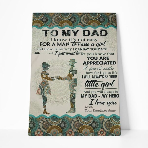 Gearhumans [Best Gift For Father's Day] 3D My Dad My Hero Fathers Day Gift Custom Name Canvas GS120426 Canvas 1 Piece Non Frame M