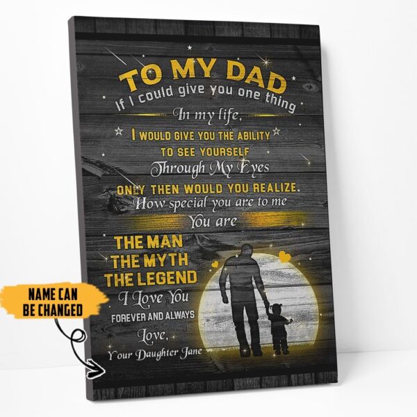 Gearhumans [Best Gift For Father's Day] 3D My Dad The Myth Happy Fathers Day Custom Name Canvas GS150441 Canvas