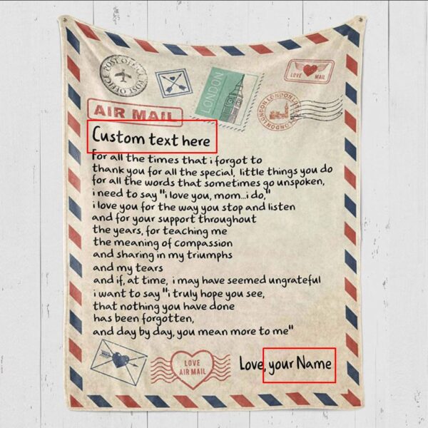 Gearhumans [Best Gift For Father's Day] Gearhuman 3D Airmail Letter Mothers Day Gift Custom Name Blanket GW23032 Blanket