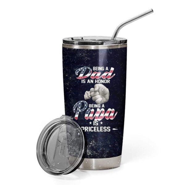 Gearhumans [Best Gift For Father's Day] Gearhuman 3D Being A Papa Is Priceless Custom Name Design Vacuum Insulated Tumbler GV27056 Tumbler 20oz