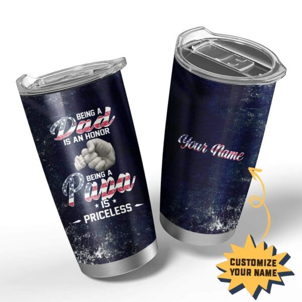 Gearhumans [Best Gift For Father's Day] Gearhuman 3D Being A Papa Is Priceless Custom Name Design Vacuum Insulated Tumbler GV27056 Tumbler