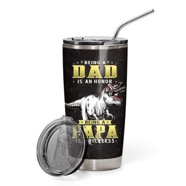 Gearhumans [Best Gift For Father's Day] Gearhuman 3D Being A Papa Is Priceless Custom Name Design Vacuum Insulated Tumbler GW21054 Tumbler 20oz