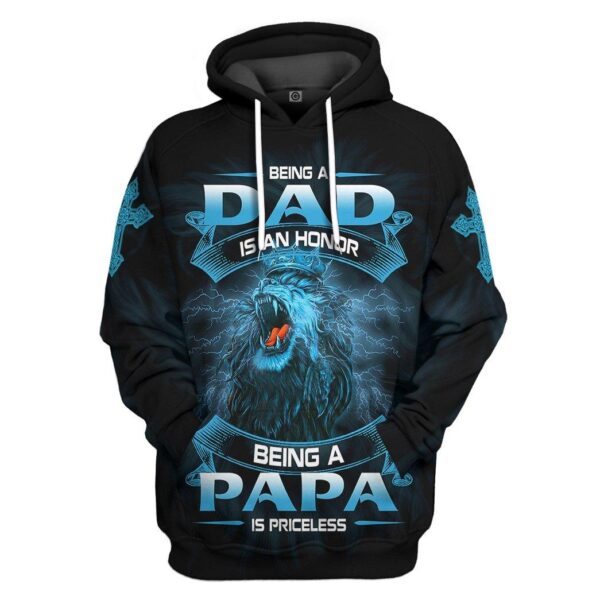 Gearhumans [Best Gift For Father's Day] Gearhuman 3D Being A Papa Is Priceless Lion Fathers Day Gift Custom Tshirt Hoodie Apparel GW220311 3D Apparel Hoodie S