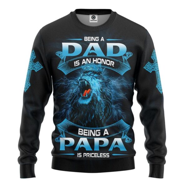 Gearhumans [Best Gift For Father's Day] Gearhuman 3D Being A Papa Is Priceless Lion Fathers Day Gift Custom Tshirt Hoodie Apparel GW220311 3D Apparel Long Sleeve S