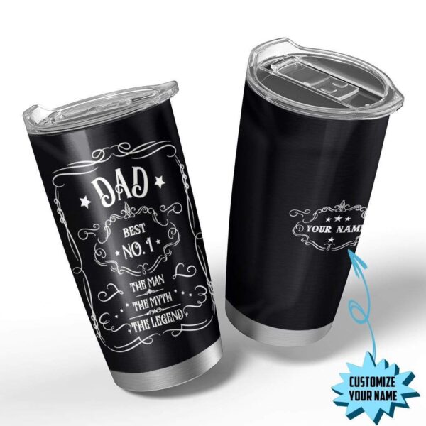 Gearhumans [Best Gift For Father's Day] Gearhuman 3D Dad The Man The Myth The Legend Jack Daniels Custom Name Design Vacuum Insulated Tumbler GS08065 Tumbler