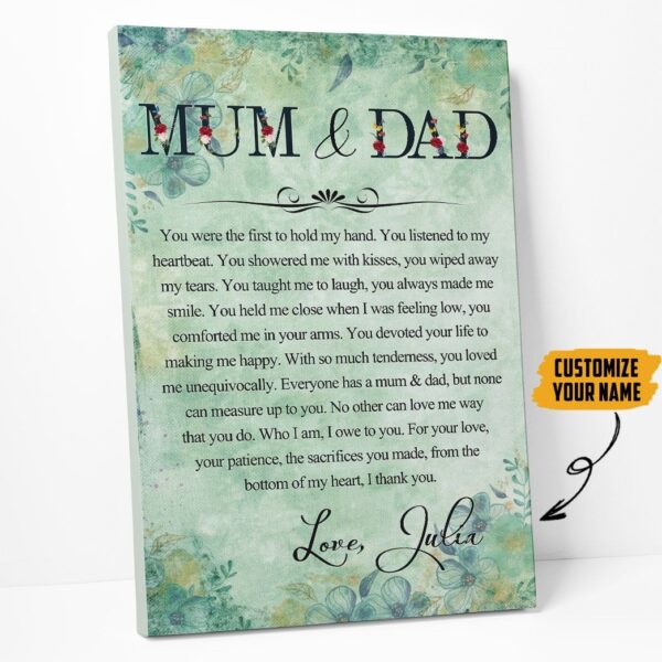 Gearhumans [Best Gift For Father's Day] Gearhuman 3D Dear Mom And Dad Mothers Fathers Day Gift Custom Name Canvas GW260319 Canvas