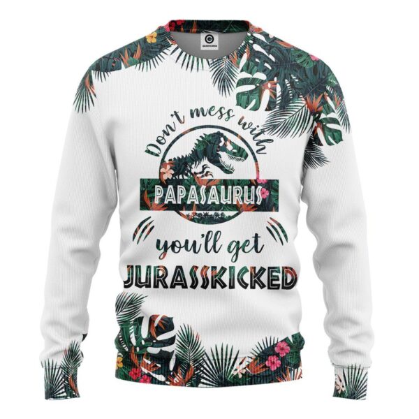 Gearhumans [Best Gift For Father's Day] Gearhuman 3D Dont Mess With Papasaurus Fathers Day Gift Custom Tshirt Hoodie Apparel GW260311 3D Apparel Long Sleeve S