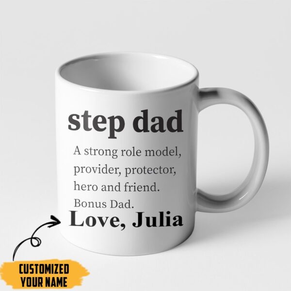 Gearhumans [Best Gift For Father's Day] Gearhuman 3D Happy Fathers Day Gift Worlds Okayest Stepdad Custom Name Mug GO250320 Mug 11oz