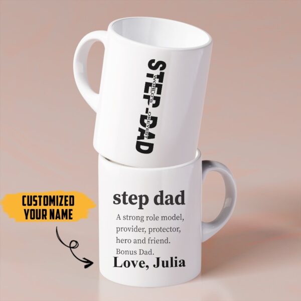 Gearhumans [Best Gift For Father's Day] Gearhuman 3D Happy Fathers Day Gift Worlds Okayest Stepdad Custom Name Mug GO250320 Mug