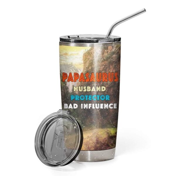 Gearhumans [Best Gift For Father's Day] Gearhuman 3D Papasaurus Husband Daddy Protector Custom Name Design Vacuum Insulated Tumbler GW22051 Tumbler 20oz