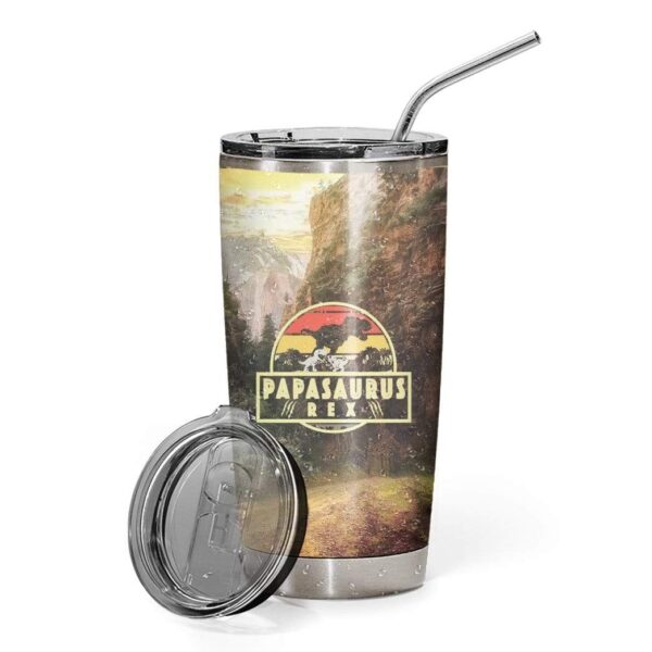 Gearhumans [Best Gift For Father's Day] Gearhuman 3D Papasaurus Rex Custom Name Design Vacuum Insulated Tumbler GW21051 Tumbler 20oz