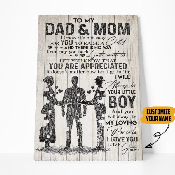 Gearhumans [Best Gift For Father's Day] Gearhuman 3D To My Dad And Mom Mother Fathers Day Gift Custom Name Canvas GW260320 Canvas 1 Piece Non Frame M