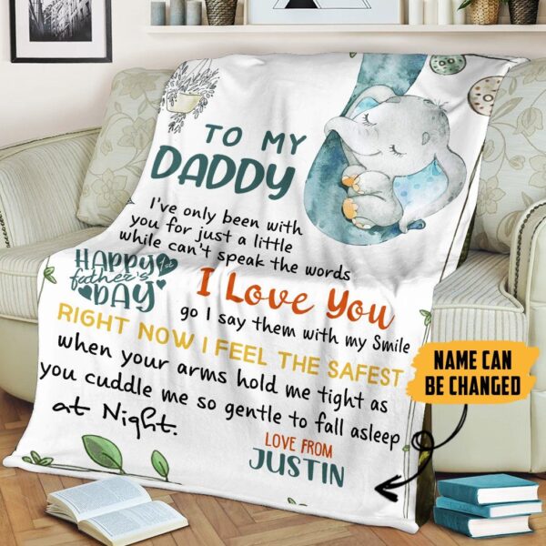 Gearhumans [Best Gift For Father's Day] GEARHUMAN 3D To My Daddy Elephant Fathers Day Gift Custom Name Blanket GS090421 Blanket