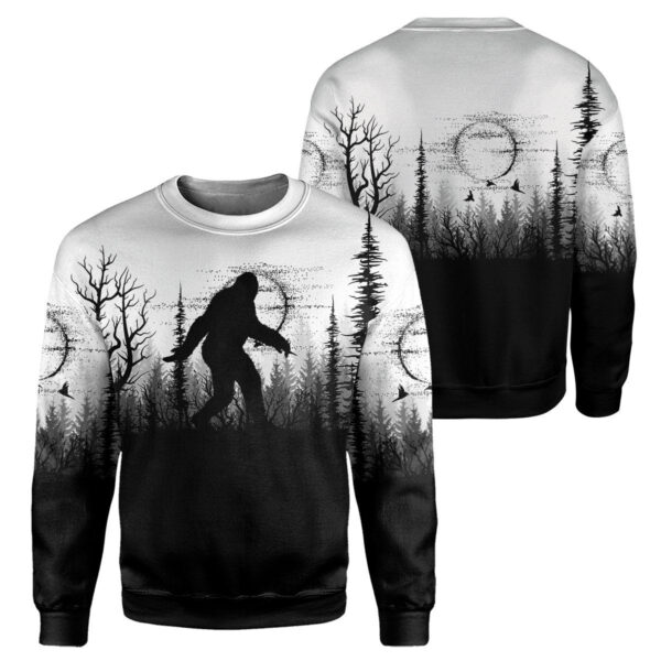 Gearhumans Bigfoot Black And White - 3D All Over Printed Shirt shirt 3D Apparel LONG SLEEVE S
