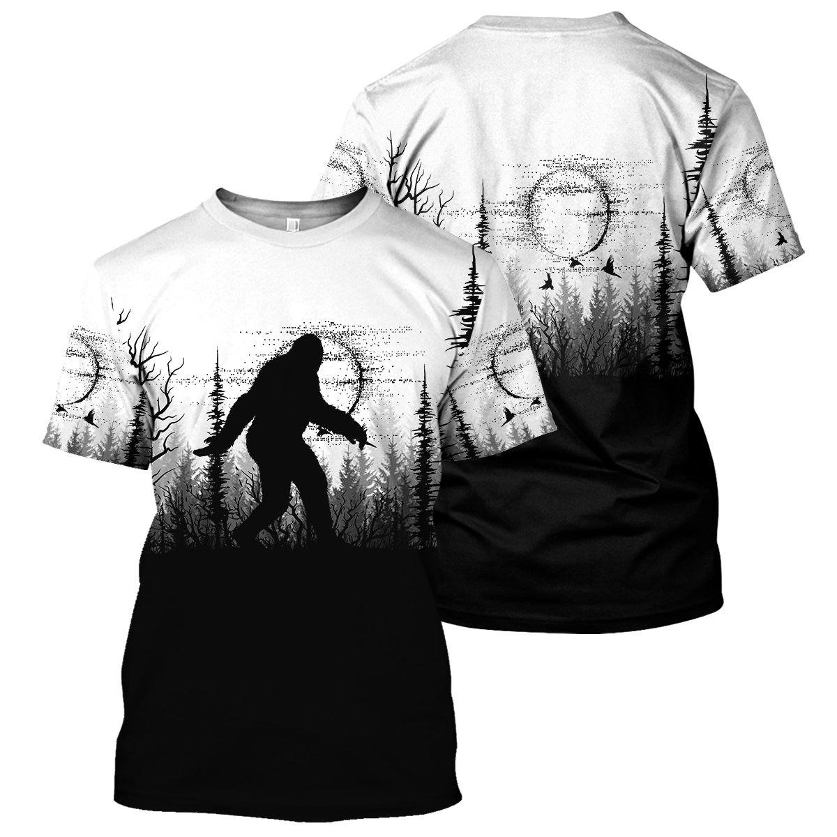 Gearhumans Bigfoot Black And White - 3D All Over Printed Shirt shirt 3D Apparel T-SHIRT S