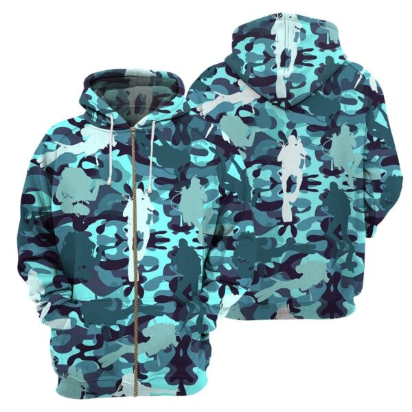 Gearhumans Camo Scuba Diving - 3D All Over Printed Shirt shirt 3D Apparel ZIP HOODIE S