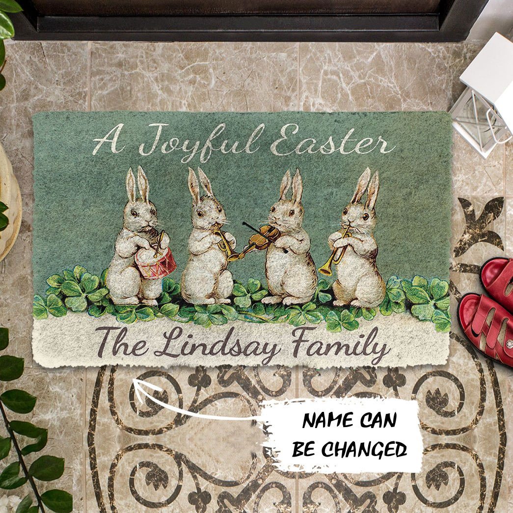 Gearhumans Gearhuman 3D A Joyful Easter Custom Name Doormat GW160323 Doormat