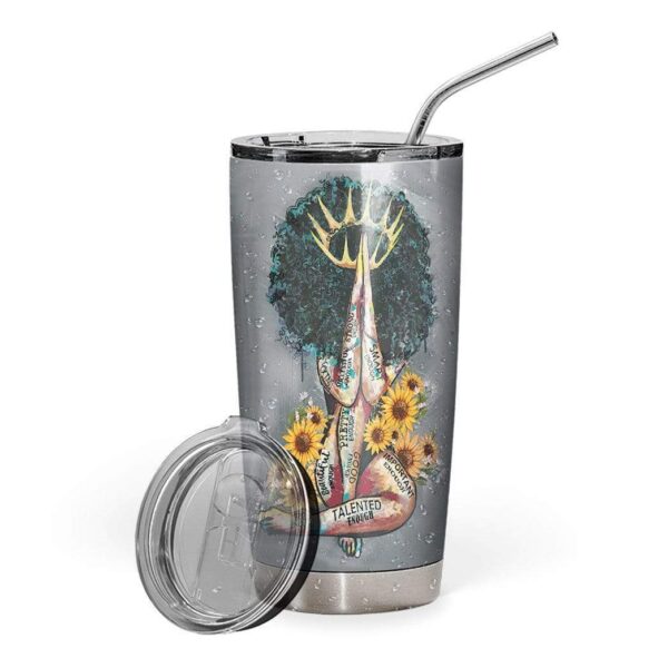 Gearhumans Gearhuman 3D Afro Girl I Am Enough Custom Name Design Vacuum Insulated Tumbler GV100819 Tumbler 20oz