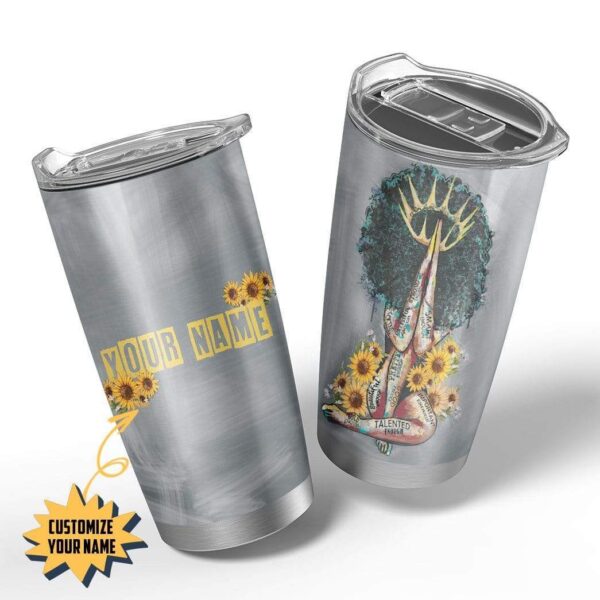 Gearhumans Gearhuman 3D Afro Girl I Am Enough Custom Name Design Vacuum Insulated Tumbler GV100819 Tumbler