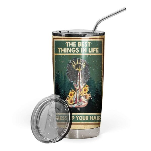 Gearhumans Gearhuman 3D Afro Girl I Am Enough Vertical Custom Design Vacuum Insulated Tumbler GL110810 Tumbler 20oz