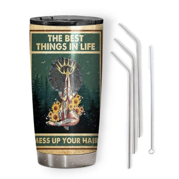 Gearhumans Gearhuman 3D Afro Girl I Am Enough Vertical Custom Design Vacuum Insulated Tumbler GL110810 Tumbler