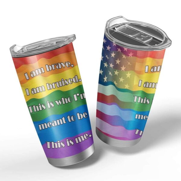 Gearhumans Gearhuman 3D America Rainbow Flag Custom Design Vacuum Insulated Tumbler GW02068 Glitter Tumbler