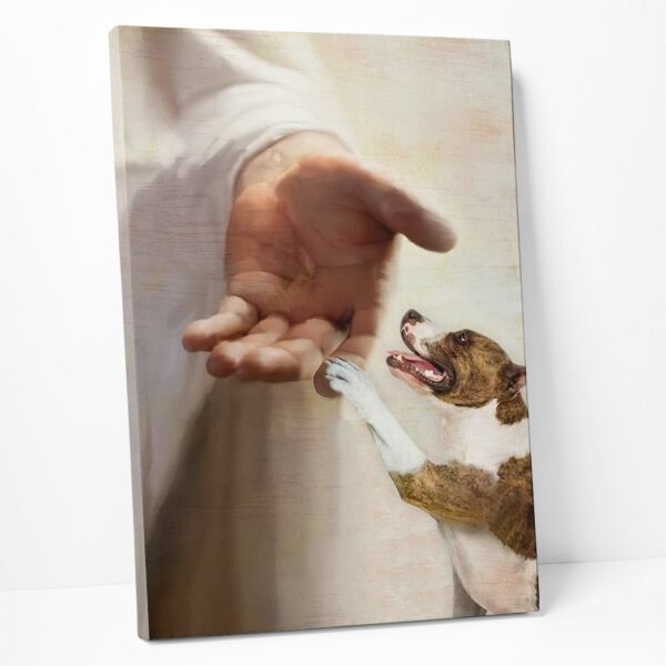 Gearhumans Gearhuman 3D American Staffordshire Terrier Take My Hand Jesus God Custom Canvas GW30038 Canvas