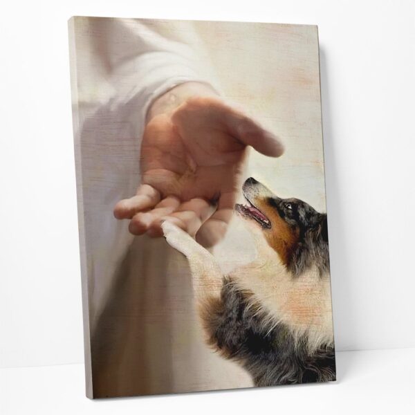 Gearhumans Gearhuman 3D Australian Shepherd Take My Hand Jesus God Custom Canvas GW300311 Canvas