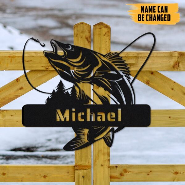 Gearhumans Gearhuman 3D Bass Fishing Custom Name Metal Sign GW160328 Metal Sign