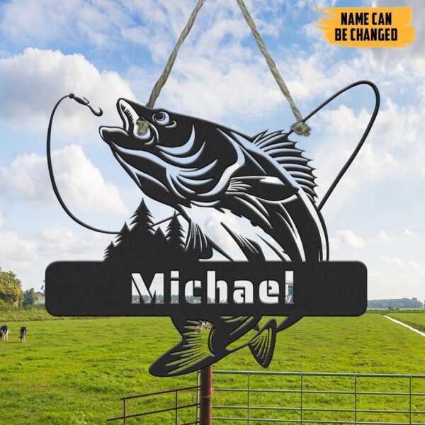 Gearhumans Gearhuman 3D Bass Fishing Custom Name Metal Sign GW160328 Metal Sign