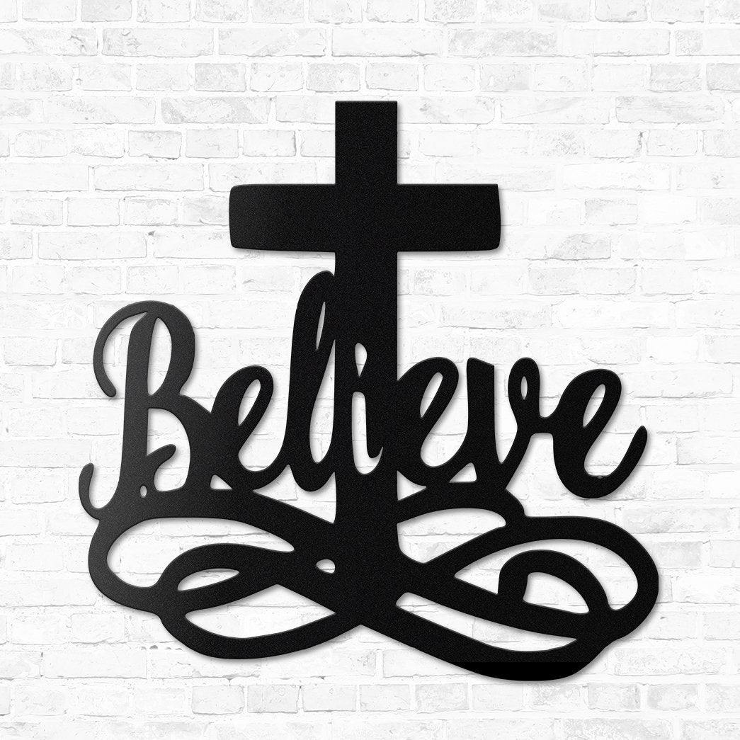 Gearhumans Gearhuman 3D Believe In God Custom Metal Sign GW22031 Metal Sign Metal Sign XS(8'x8')